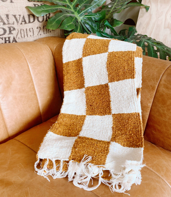 Recycled Checkerboard Throw/ Blanket