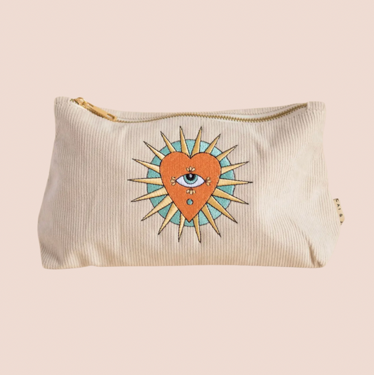 Corduroy Heart Zip Bag