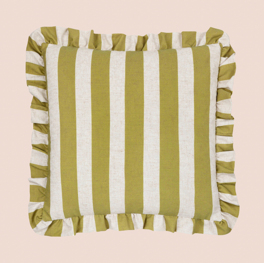 Green Stripe Linen Cushion
