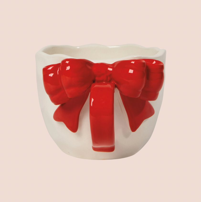 Red Bow Sculpted Mug