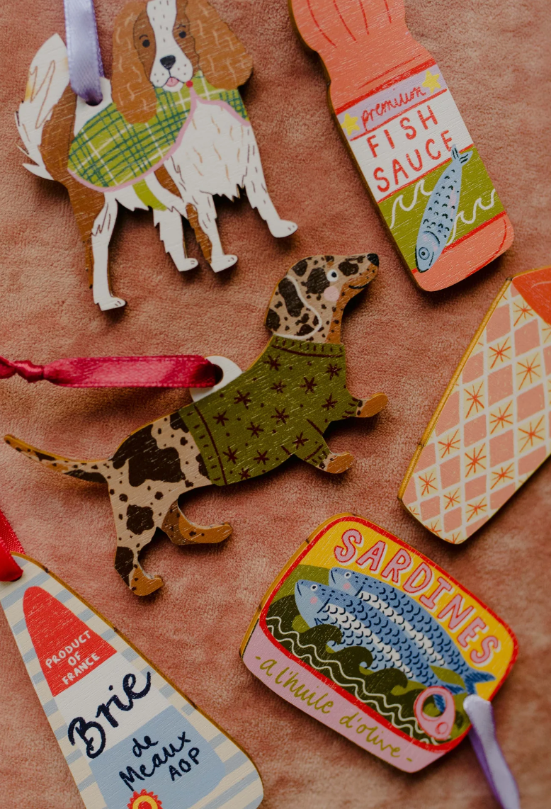 Dapple Sausage Dog - Wooden Tree Decoration