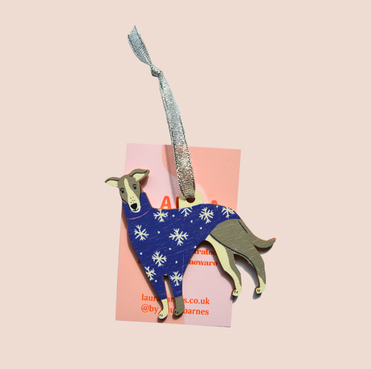 Whippet Dog - Wooden Tree Decoration