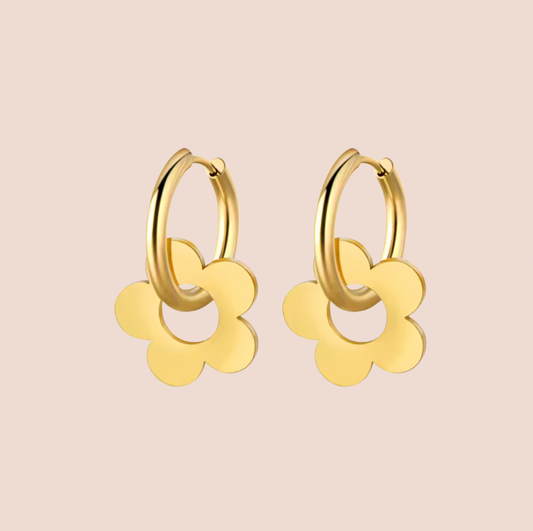 Meadow Flower Gold Hoop Earrings