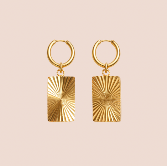 Aspen Engraved Pendant Gold Hoop Earrings
