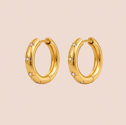 Oslo Zircon Studded Gold Hoop Earrings