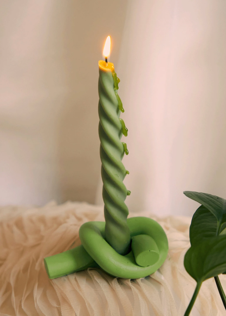 Green Knot Candle Holder