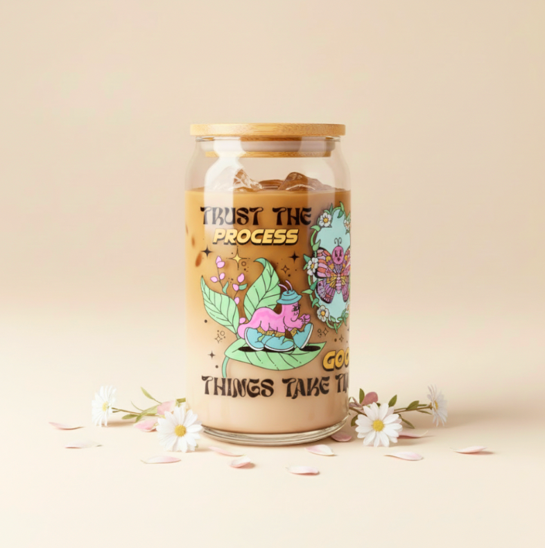 Trust The Process Iced Coffee Glass 16oz