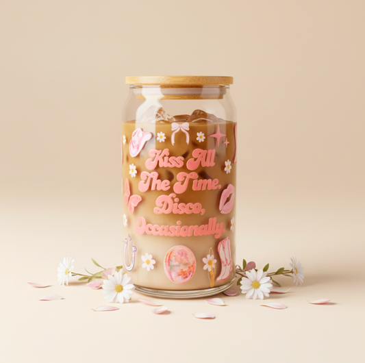 Kiss All The Time Harry Styles Iced Coffee Glass 16oz