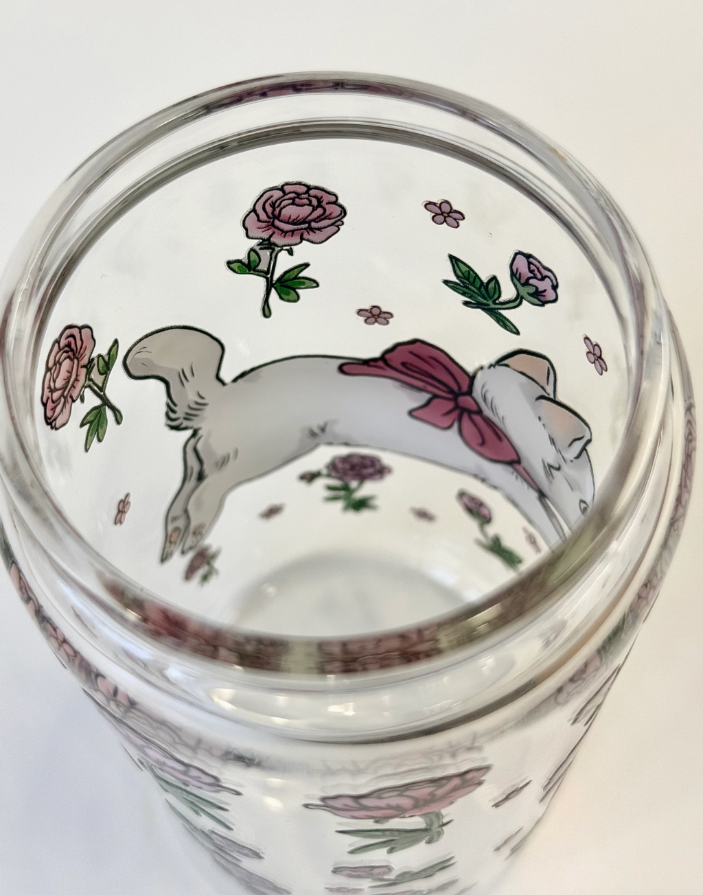 Cat & Flowers Iced Coffee Glass 16oz