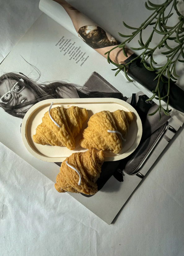 Handmade Croissant Candle - Hazelnut Vanilla Scent