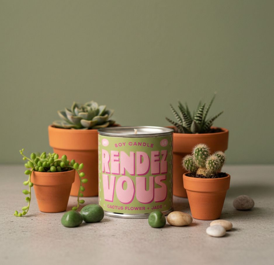 'Rendezvous' Cactus Flower & Jade Tin Candle