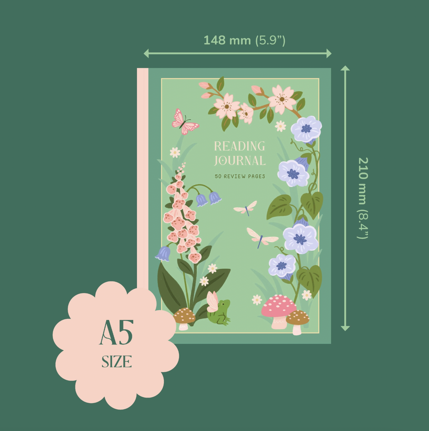 Spring Florals Reading Journal - 50 Page Book Review Notebook