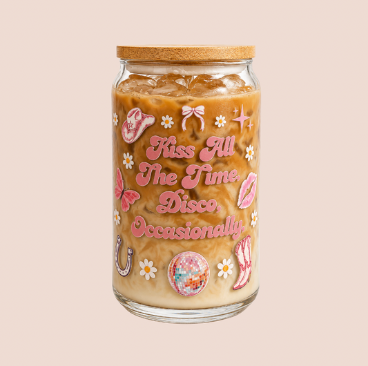 Kiss All The Time Harry Styles Iced Coffee Glass 16oz