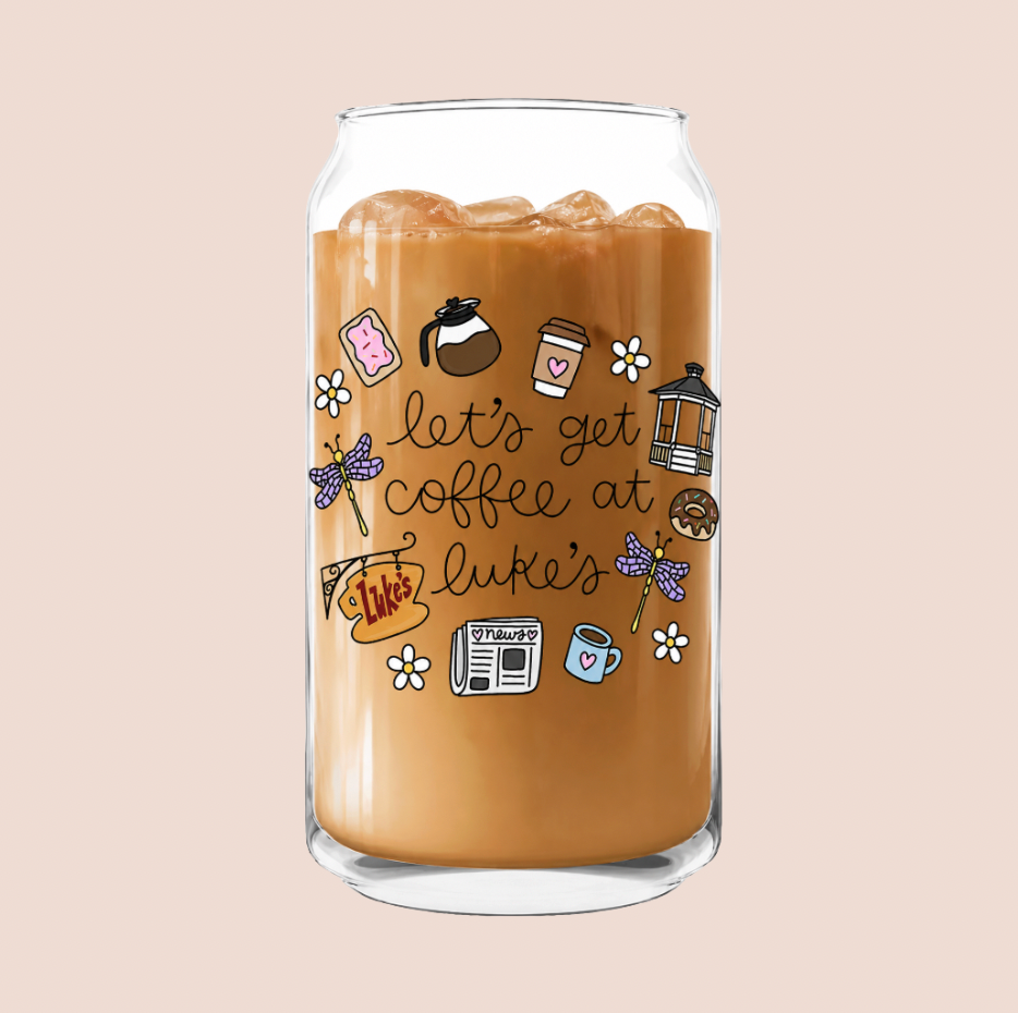 Gilmore Girls 'Let's Get Coffee At Luke's' Iced Coffee Glass 16oz