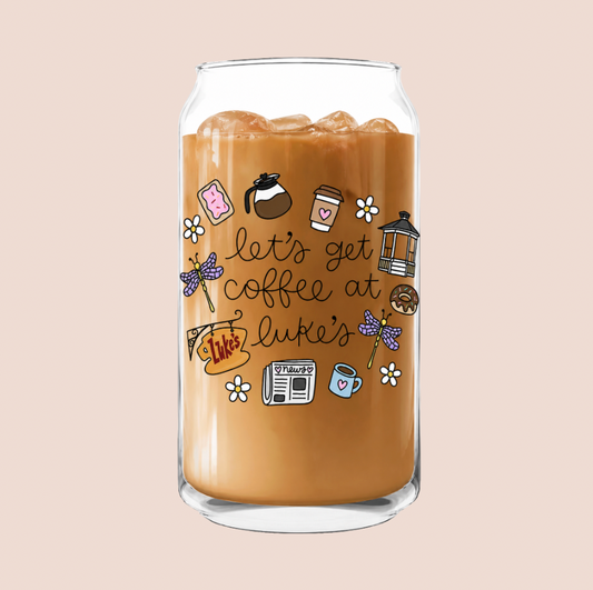 Gilmore Girls 'Let's Get Coffee At Luke's' Iced Coffee Glass 16oz