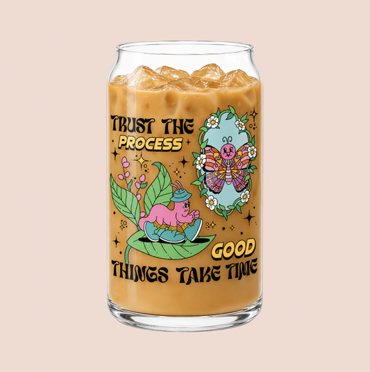 'Trust The Process' Iced Coffee Glass 16oz