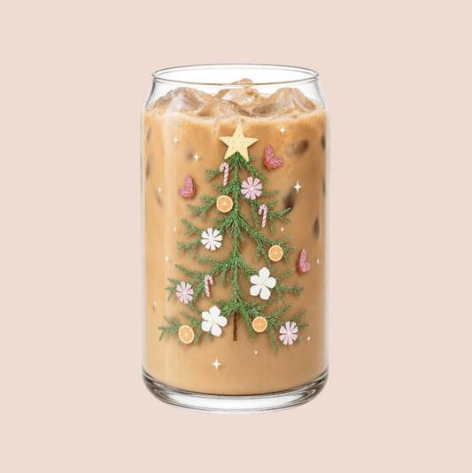 Christmas Tree Iced Coffee Glass 16oz