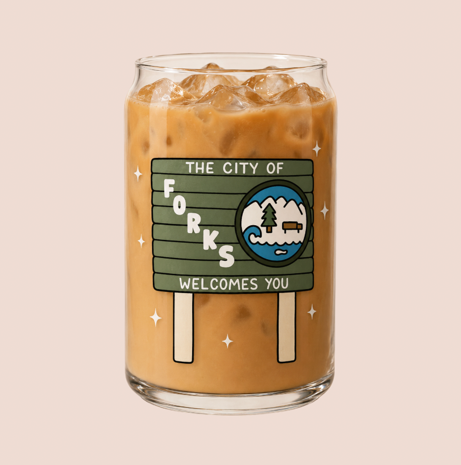 Twilight 'City Of Forks' Iced Coffee Glass 16oz