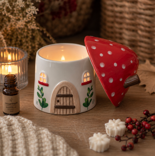 Toadstool Autumn Cottage Ceramic Wax Warmer/Oil Burner