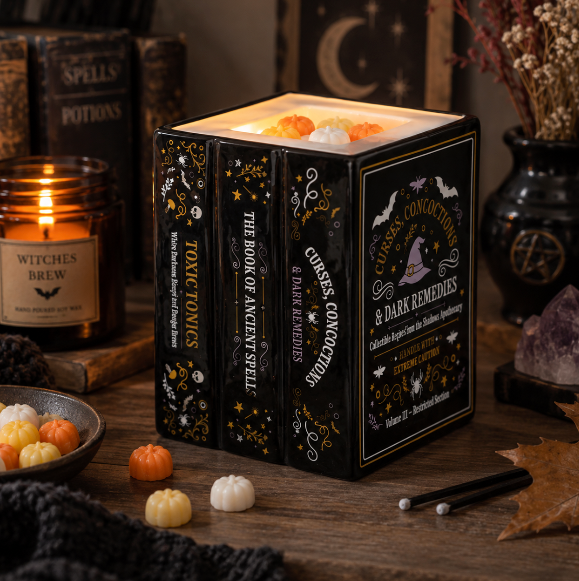 Spellbound Book Stack Ceramic Oil Burner & Wax Melt Warmer
