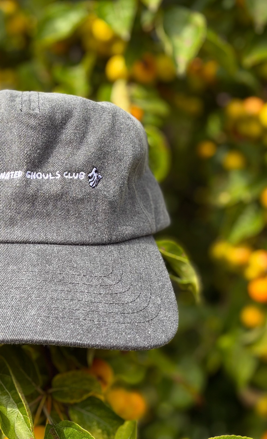'Caffeinated Ghouls Club' Embroidered Cotton Cap