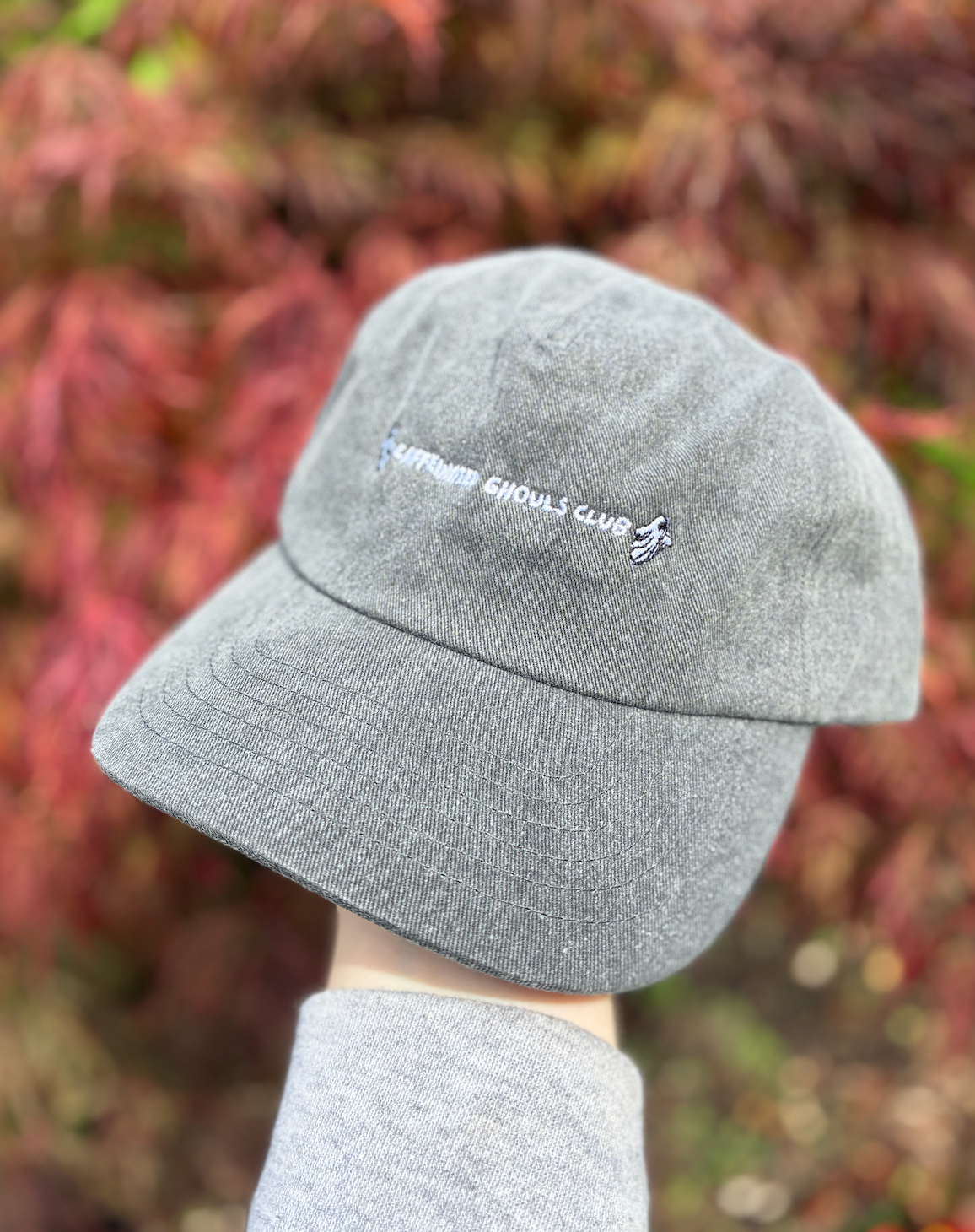 'Caffeinated Ghouls Club' Embroidered Cotton Cap