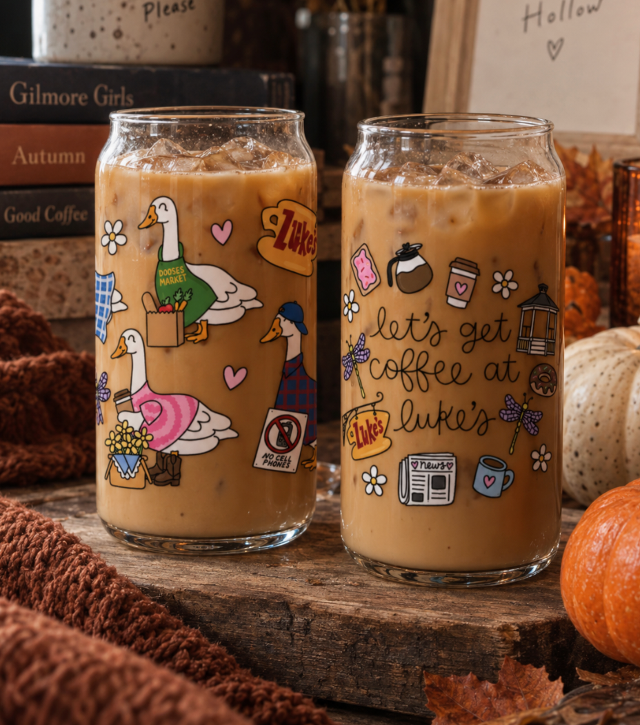 Gilmore Girls 'Let's Get Coffee At Luke's' Iced Coffee Glass 16oz