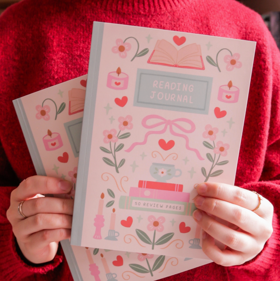 Floral Bows Reading Journal - 50 Page Book Review Notebook