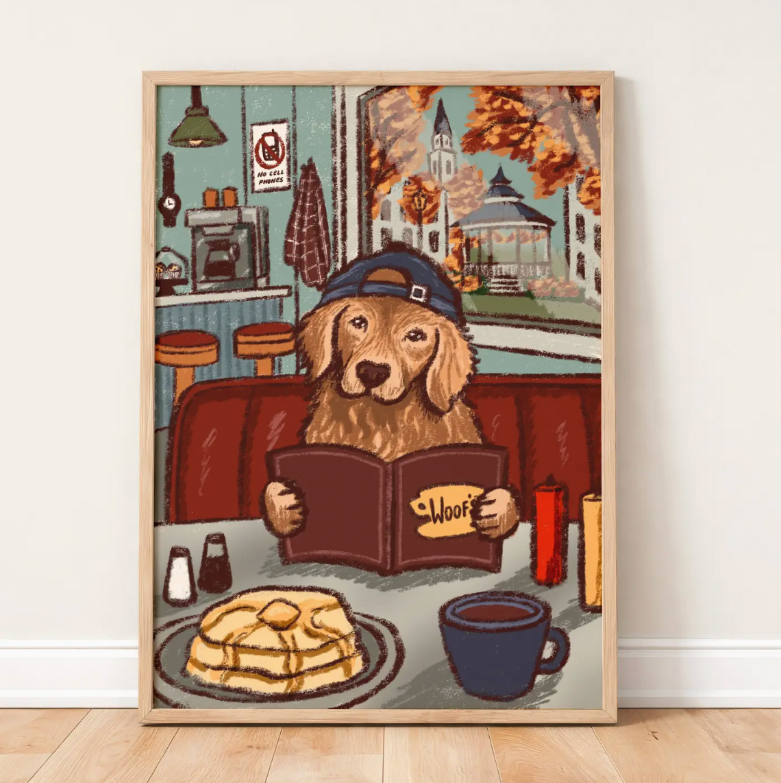 'Woof's Diner' Luke Pup Gilmore Girls A4 Print