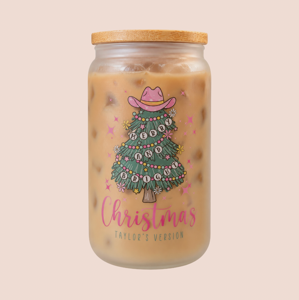 Taylor's Version Christmas Iced Coffee Frosted Glass 16oz