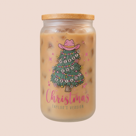 Taylor's Version Christmas Iced Coffee Frosted Glass 16oz