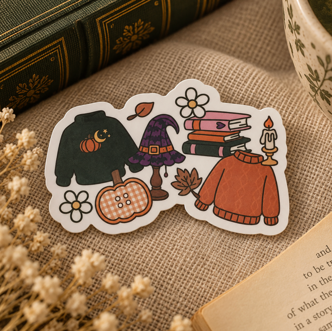 Cosy Autumn Halloween Homebody Sticker