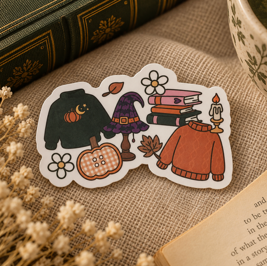 Cosy Autumn Halloween Homebody Sticker