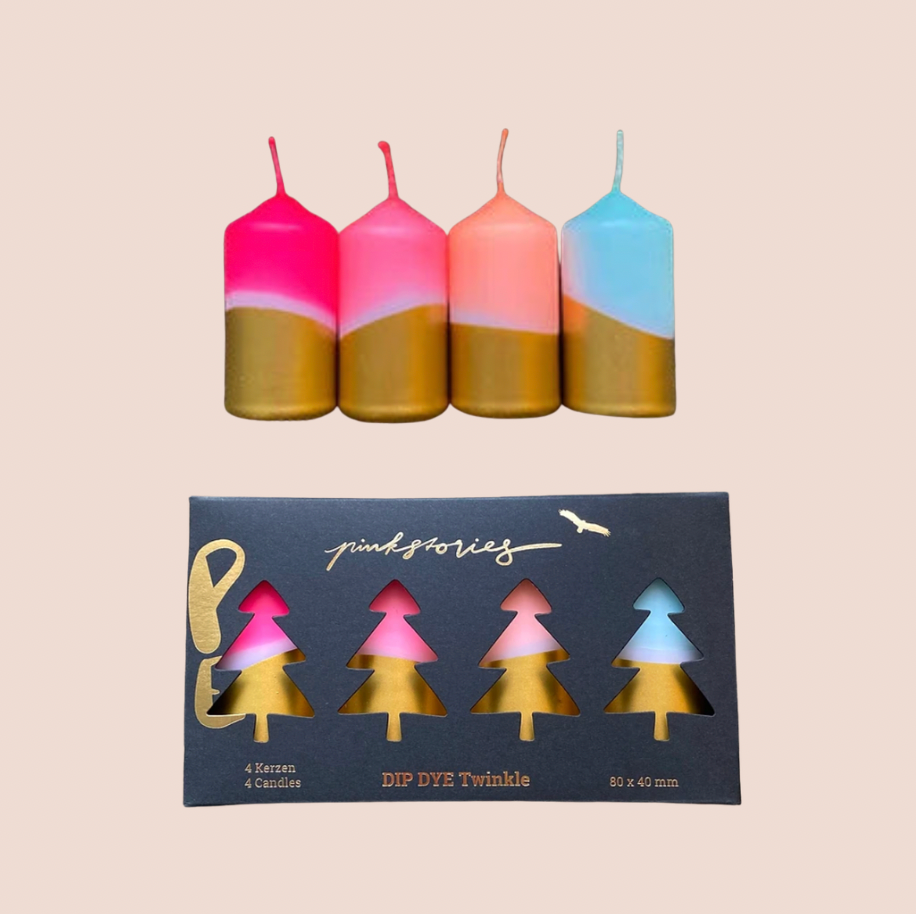 Dip Dye + Gold Handmade Pillar Candle Set