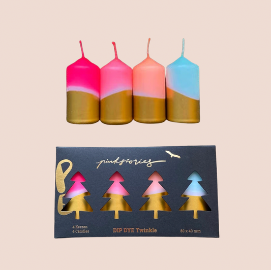 Dip Dye + Gold Handmade Pillar Candle Set