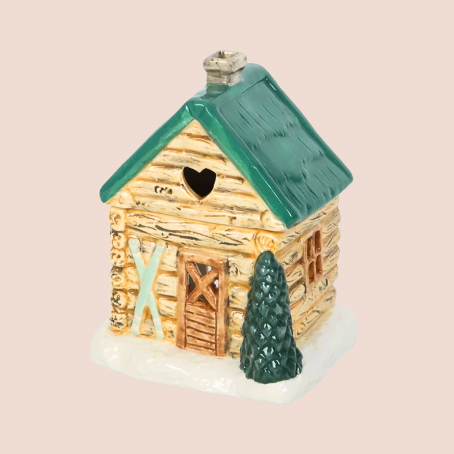 Snowy Log Cabin Ski Chalet Winter Wax Warmer/Oil Burner