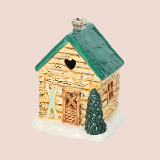 Snowy Log Cabin Ski Chalet Winter Wax Warmer/Oil Burner