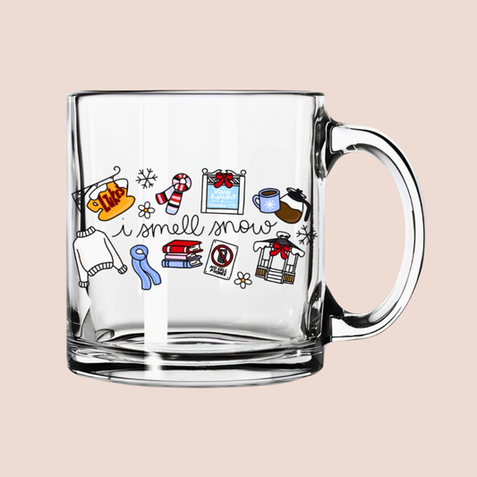 Gilmore Girls 'I Smell Snow' Illustrated Winter Glass Mug 12oz
