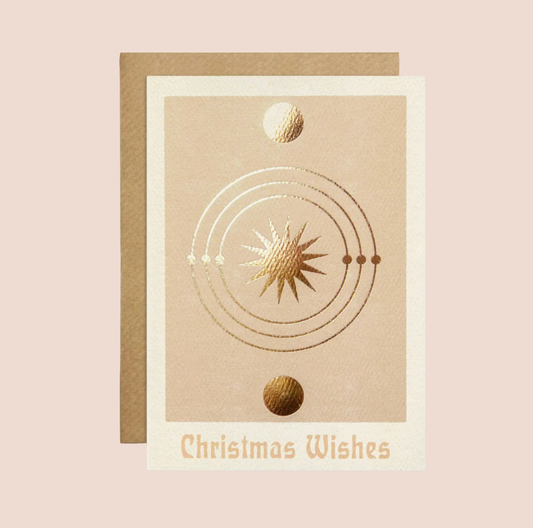 'Christmas Wishes' Gold Foiled Boho Greeting Card
