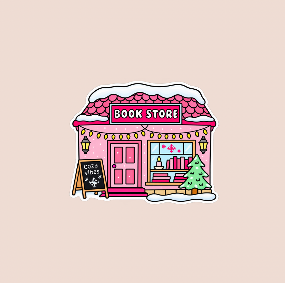 Pink Winter Bookshop Bookish Sticker
