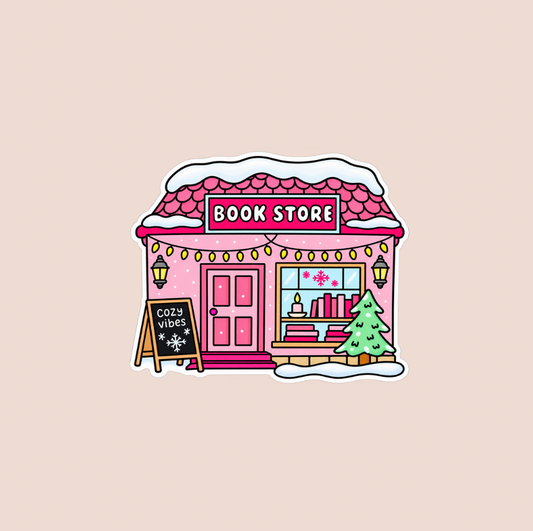 Pink Winter Bookshop Bookish Sticker