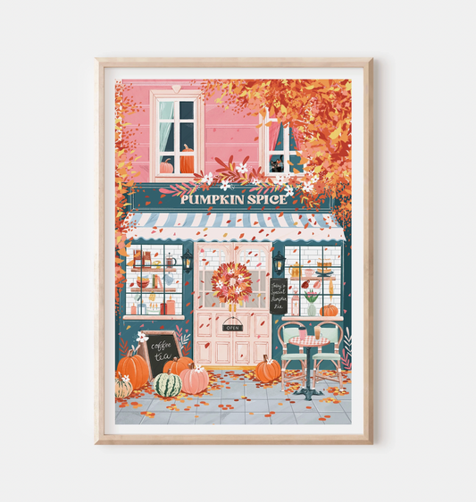 Pumpkin Spice Cafe A3 Wall Art Print
