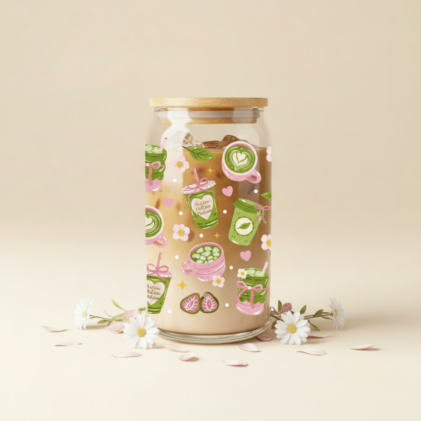 Matcha Coquette Iced Coffee Glass 16oz