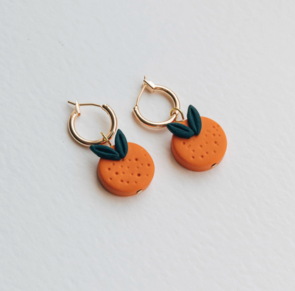 Orange Fruit Hoop Earrings