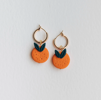 Orange Fruit Hoop Earrings