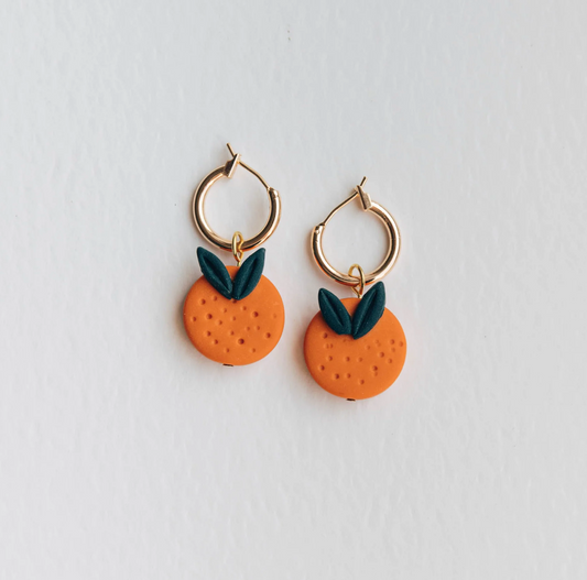 Handmade Orange Fruit Clay Earrings