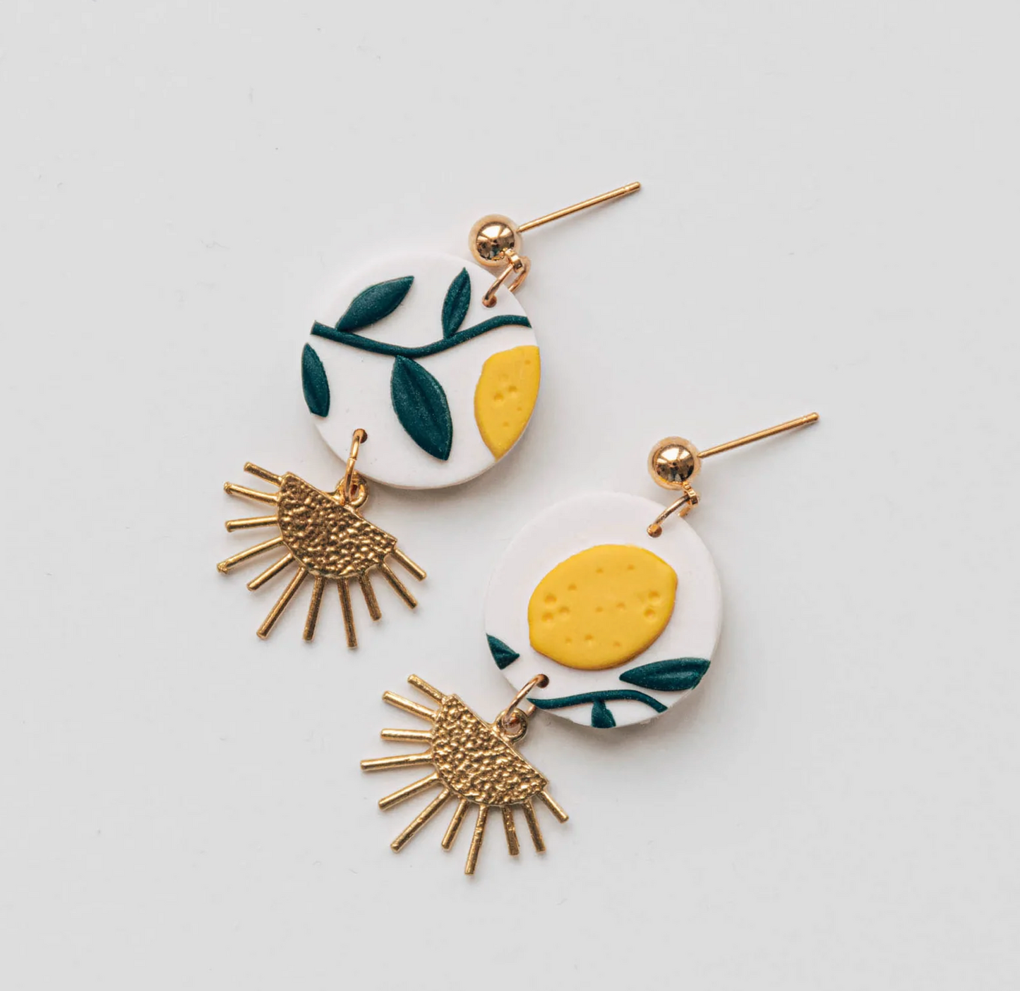 Orange/Lemon Tree Brass Drop Earrings