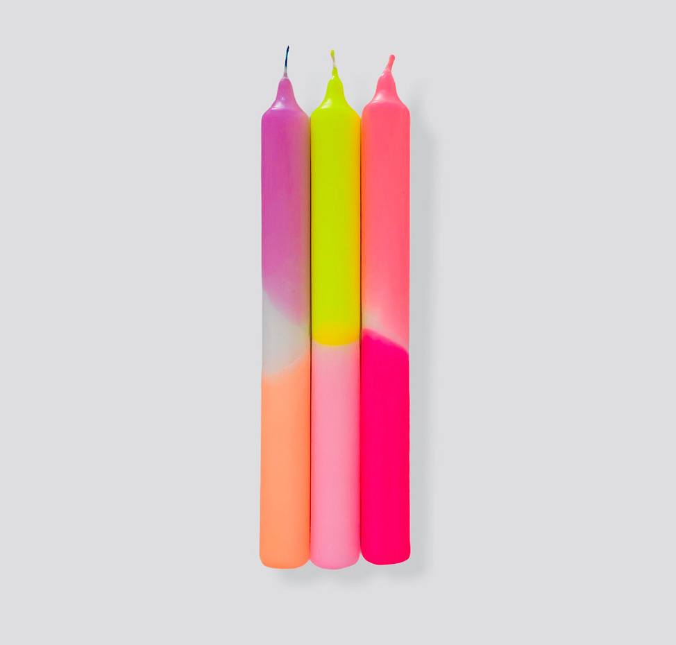 Dip Dye Neon Candles in Lollipop Trees by Pink Stories