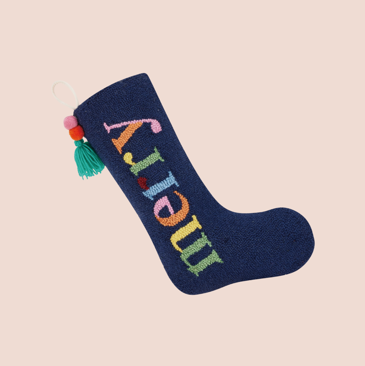 Wool Hook Stocking - Merry