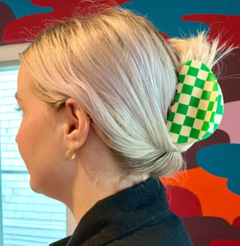 Chunks Checkered Hair Claw Green